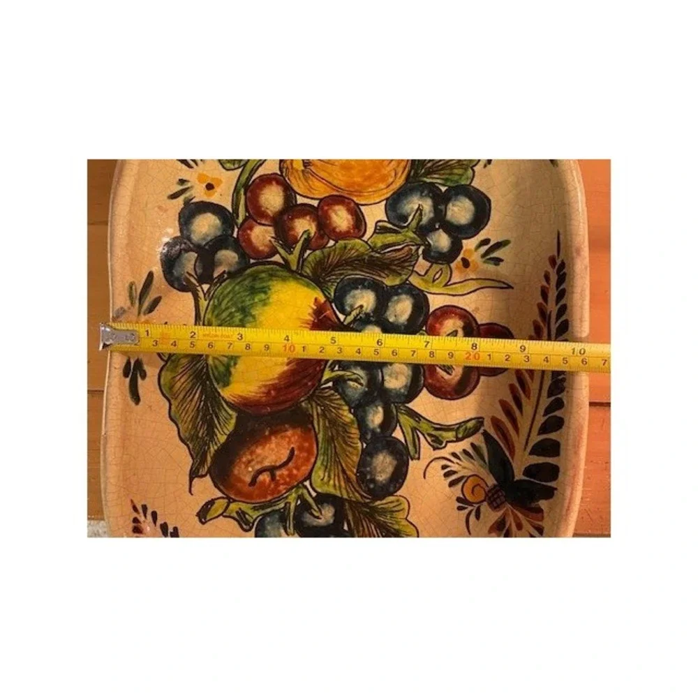 Casal Mexican Folk Art Pottery Decorative Platter Hand Painted Fruit Pumpkin 12